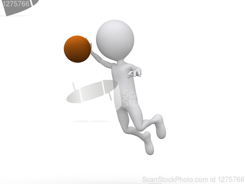 Image of 3D playing basketball making a dunk