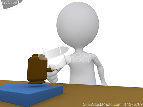 Image of 3d judge holding using his gavel