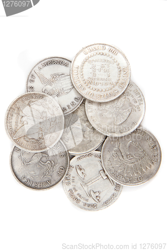 Image of old silver dollars 