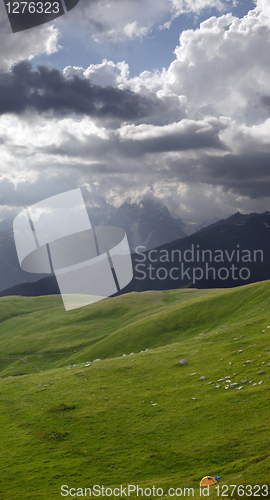 Image of Tent in mountains