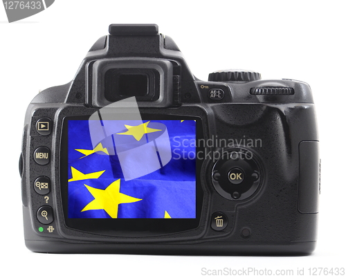 Image of eu flag in digicam
