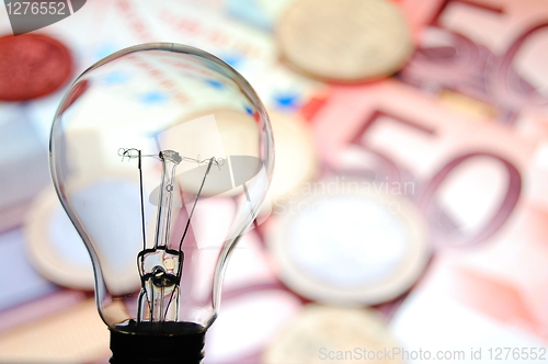 Image of bulb with business background