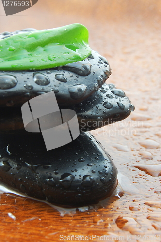 Image of zen concept with stones and leaves