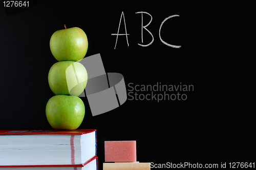 Image of blackboard and apples