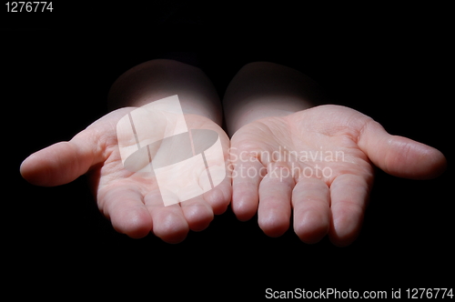 Image of empty hands on black