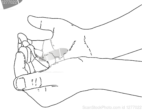 Image of Begging hands (Outline Drawing)