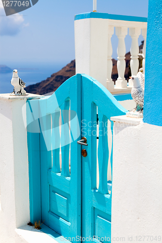 Image of Old wooden gate in Santorini