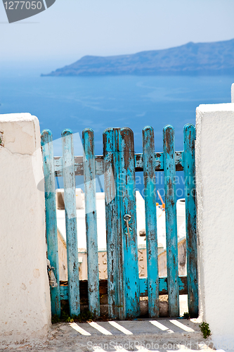 Image of Old wooden gate in Santorini