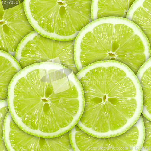 Image of Abstract green background with citrus-fruit of lime slices