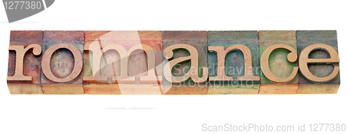 Image of romance in letterpress type