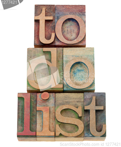 Image of to do list headline in letterpress type