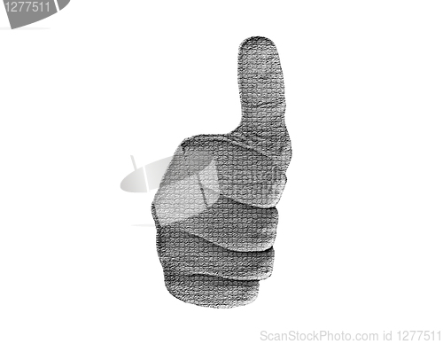 Image of Thumb-Up Hand on White