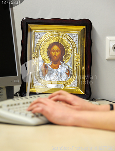 Image of Religious icons in a modern office