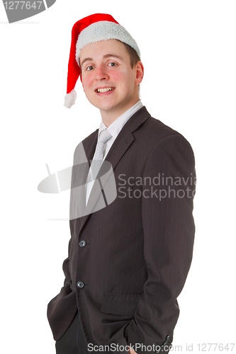 Image of Businessman with chrismas hat
