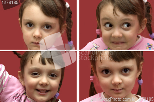 Image of Portrait of a little girl expressing different emotions
