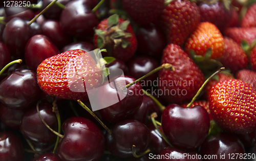 Image of Background of cherry and strawberry