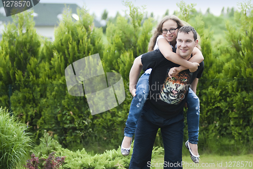 Image of Happy couple on nature