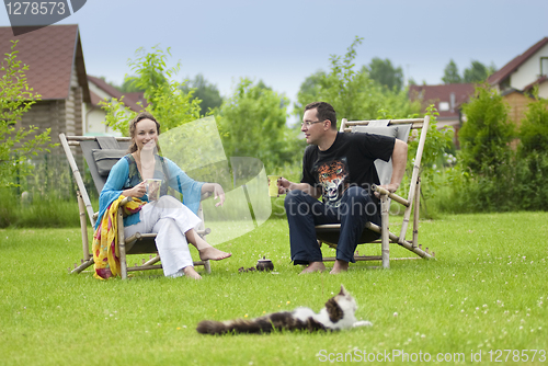 Image of Happy couple on nature