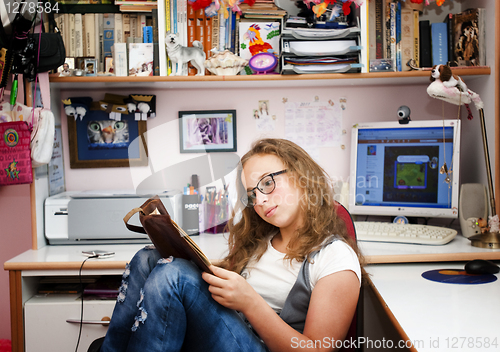 Image of Teenager girl relax home