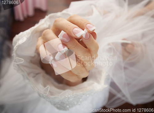 Image of Bride hand closeup