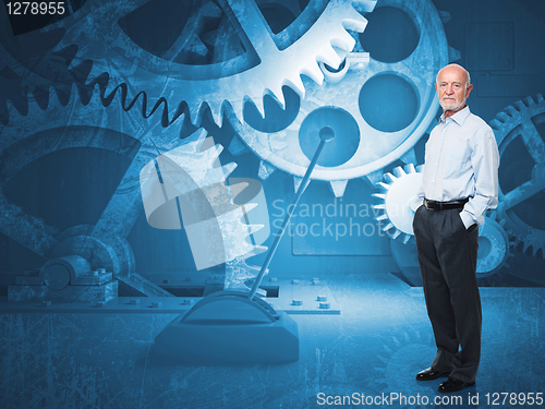Image of vintage gear and senior