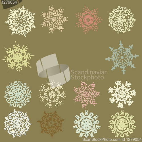 Image of Cute Retro Snowflakes. EPS 8