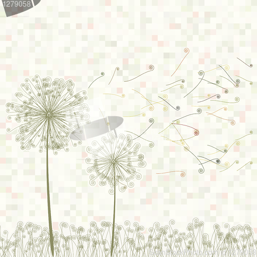 Image of Retro greeting card with flowers. EPS 8