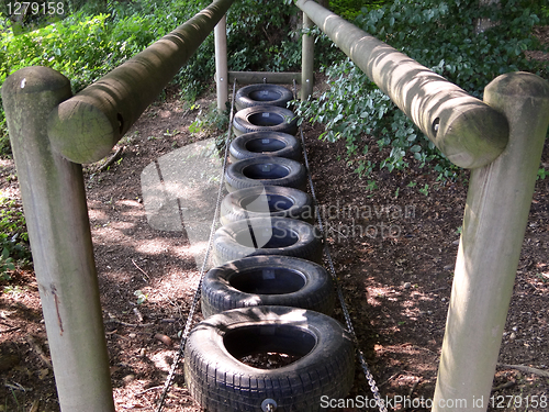 Image of Playground tire bridge