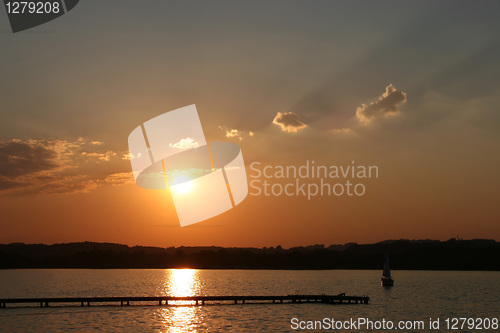 Image of Sunset on lake