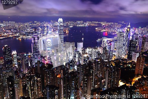 Image of Skyscraper at night in Hong Kong