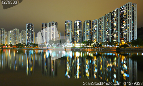 Image of Hong Kong public housing and river