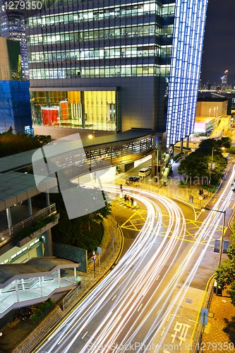 Image of Traffic through the city at night