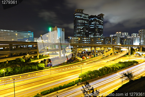 Image of traffic in city at night