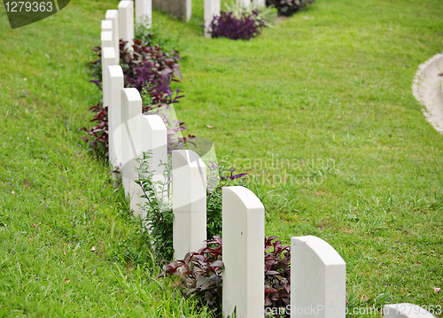 Image of Rows of headstone at military memorial