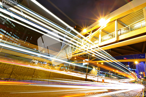 Image of traffic in city at night
