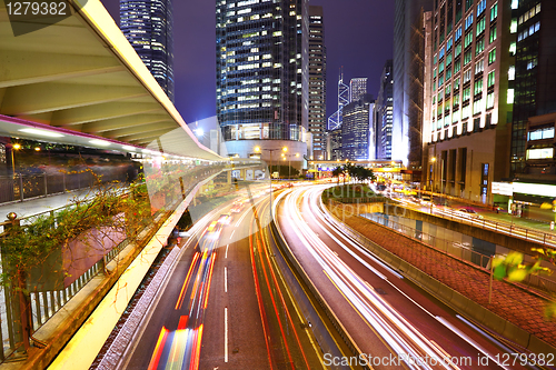 Image of traffic in city at night