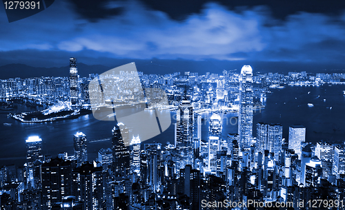 Image of Skyscraper at night in Hong Kong