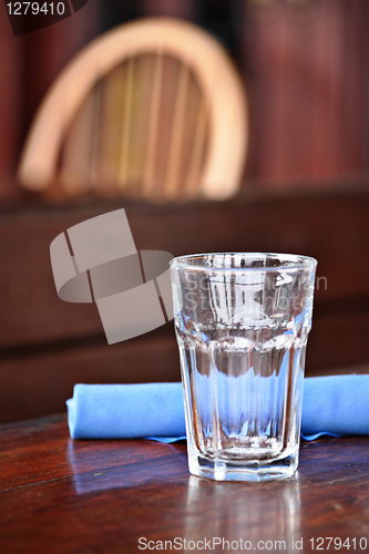 Image of glass on table at restaurant