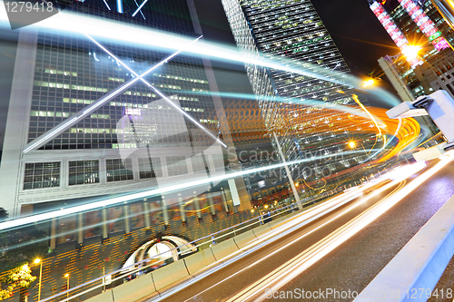 Image of traffic in city at night