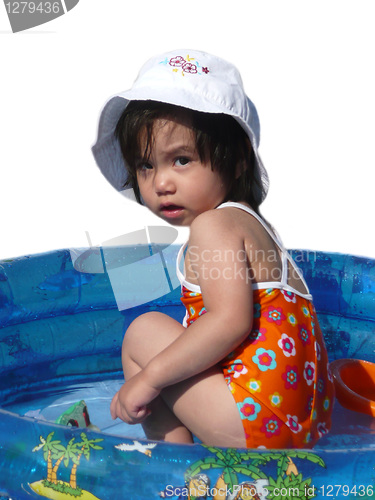 Image of Child in swimming pool isolated