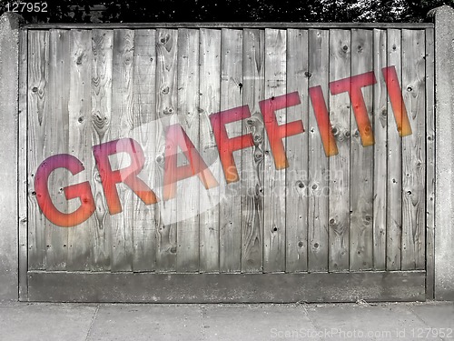 Image of Graffiti fence gray