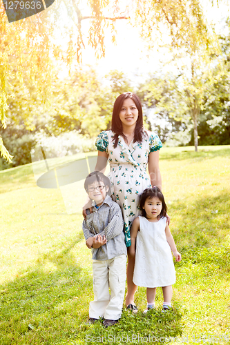 Image of Pregnant Asian mother and her kids