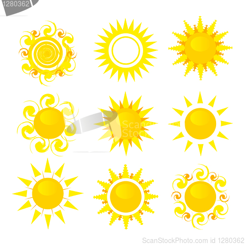 Image of set of sun vector