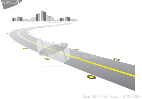 Image of Vector - road leads to city