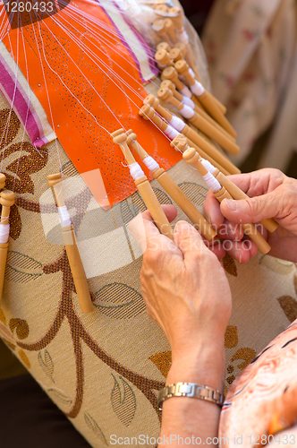 Image of Bobbin lace making