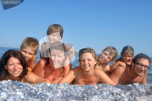 Image of beach happy family people group 