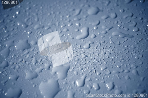 Image of water drops on metal surface