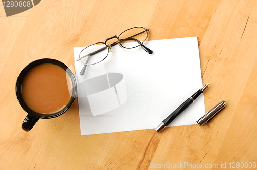Image of business still life with copyspace