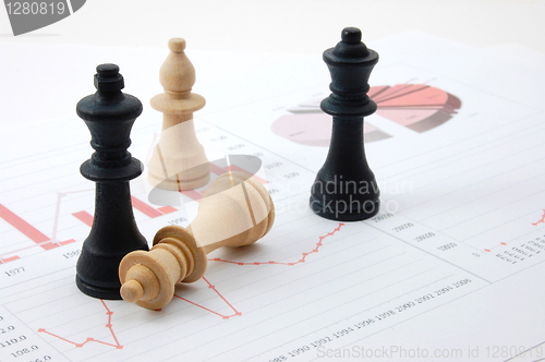 Image of chess man over business chart