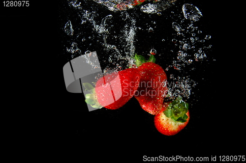 Image of strawberry in water